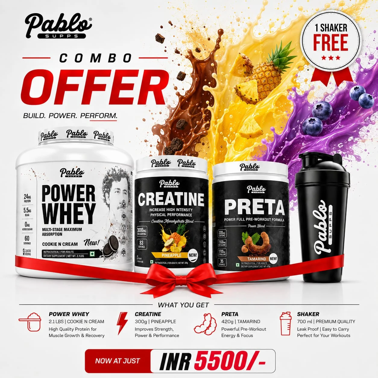 Whey + Pre + Creatine + Shaker